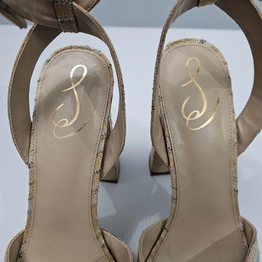 Sam Edelman Kayna Platform Block Heel Sandals Natural Raffia Stripe Womens 9.5 - Picture 8 of 14